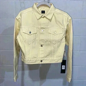 EDWIN Anthropologie Womens‎ SIA Denim Jacket M Lemonade 80s Cropped Colorful NWT